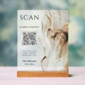 Code QR de mariage en acrylique doré de luxe moder (Neutre)