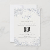 Code QR de mariage floral bleu délicat pour RSVP (Devant)