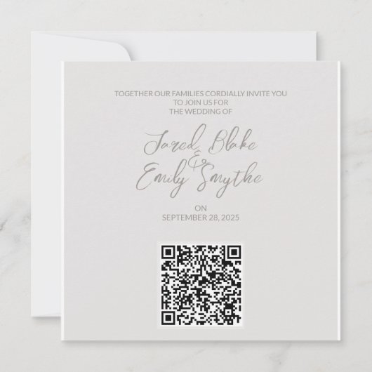 Code QR de mariage Invitation à sauvegarder la dat (Dos)