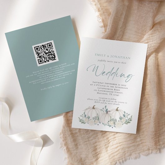 Code QR de mariage Invitation citrouilles blanches
