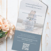 Code QR de Mariage Modèle photo simple bleu