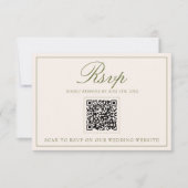 Code QR de mariage RSVP vert olive élégant à l'anc (Devant)