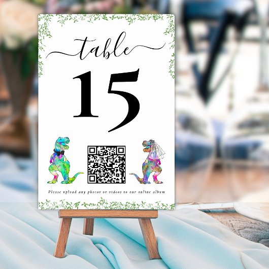 Code QR de Numéro de Table de Mariage de Dinosaure