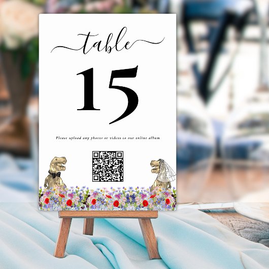 Code QR de Numéro de Table de Mariage de Dinosaure