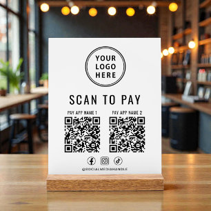 Code QR de paiement à scanner sur socle blanc
