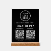 Code QR de paiement par balayage sur table noire (Recto)