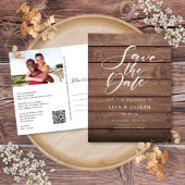Code QR de photo de bois rustique pour carte "Save