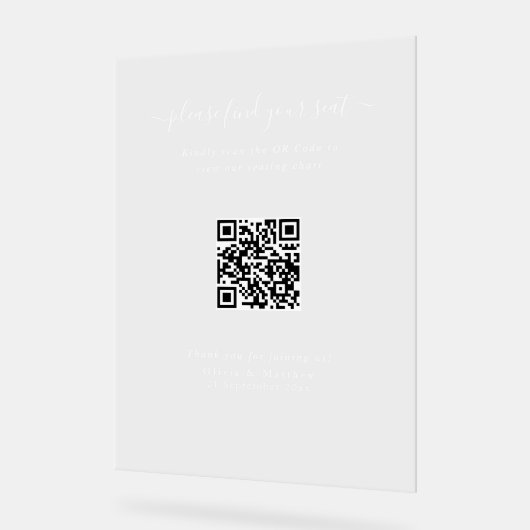 Code QR de plan de table moderne en acrylique clai (Angle)