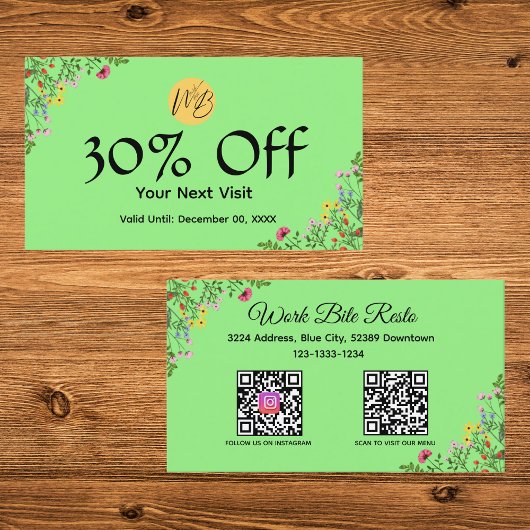 Code QR de réduction Wildflower Social Media Insta