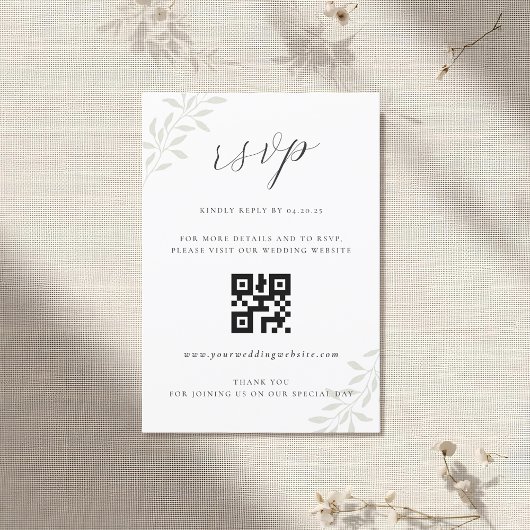 Code QR de réponse au mariage avec une végétation 