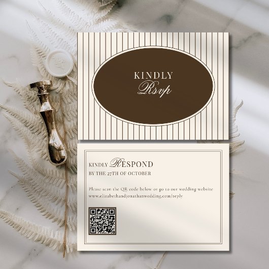 Code QR de réponse au mariage Brown Ivory Classic 