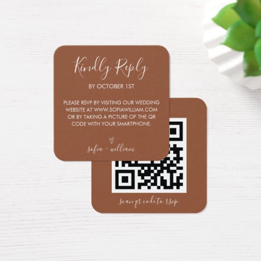 Code QR de réponse au mariage en terre cuite Boho (Bureau)