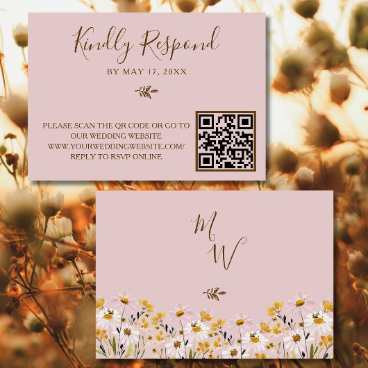 Code QR de réponse au RSVP de mariage à la rose ro