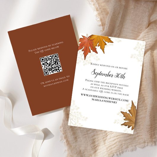 Code QR de réponse de mariage aux feuilles d'autom