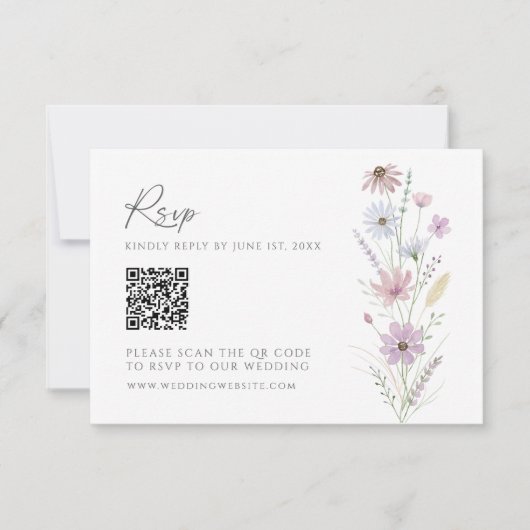 Code QR de réponse de mariage aux fleurs sauvages  (Devant)