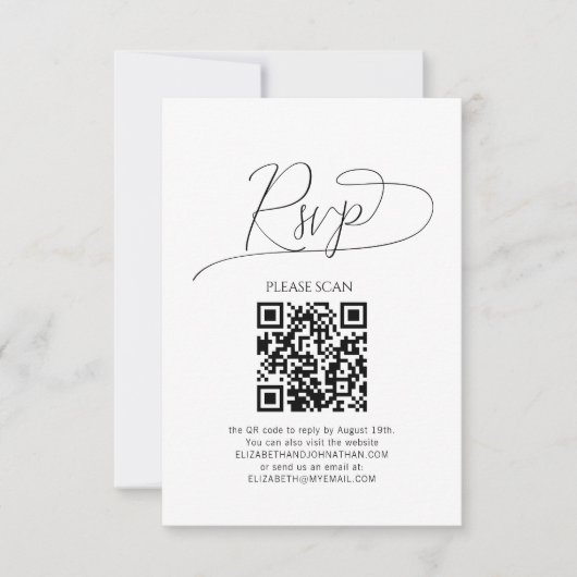 Code QR de réponse de mariage avec un script minim (Devant)