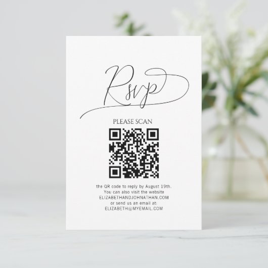 Code QR de réponse de mariage avec un script minim (Debout devant)