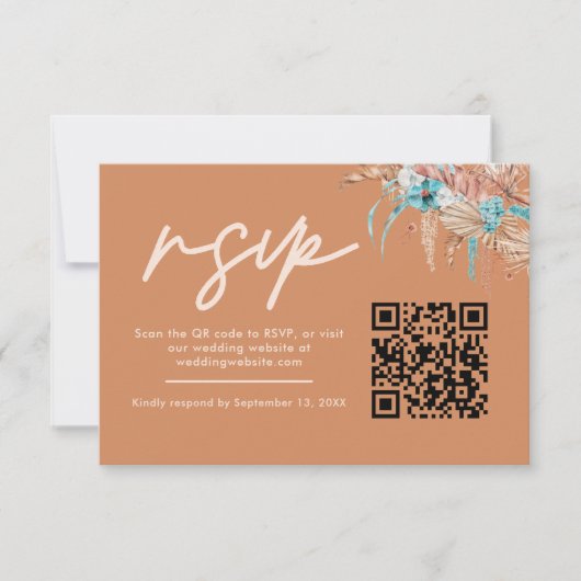 Code QR de réponse de mariage bohème moderne terre (Devant)