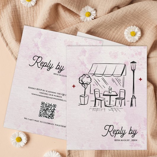 Code QR de réponse de mariage de croquis de café r