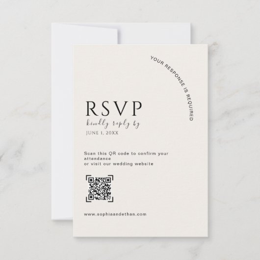 Code QR de réponse de mariage éditorial en ivoire (Devant)