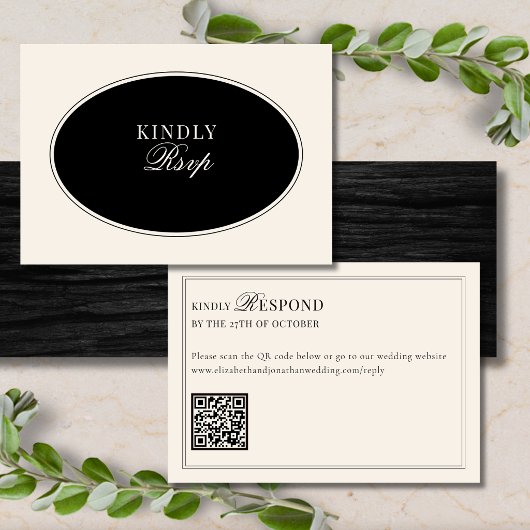 Code QR de réponse de mariage élégant en ivoire no