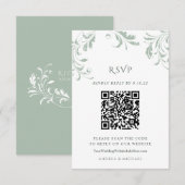 Code QR de réponse de mariage élégant vert sauge e (Devant / Derrière)