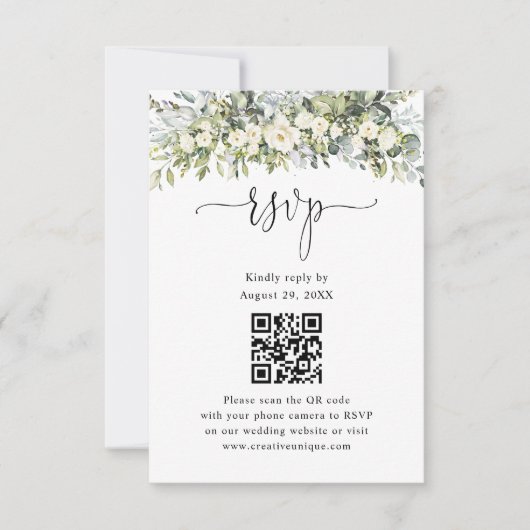 Code QR de réponse de mariage floral blanc  (Devant)