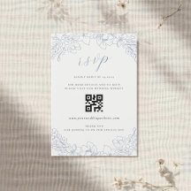 Code QR de réponse de mariage floral bleu délicat