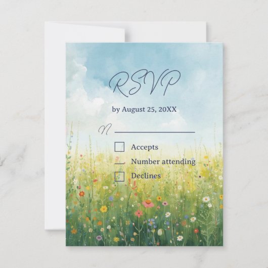 Code QR de réponse de mariage floral de prairie Co (Devant)