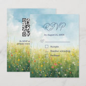 Code QR de réponse de mariage floral de prairie Co (Devant / Derrière)