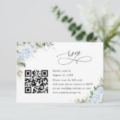 Code QR de réponse de mariage floral Hydrange Bleu (Debout devant)