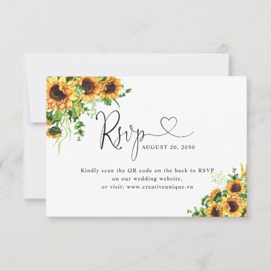 Code QR de réponse de mariage floral jaune (Devant)