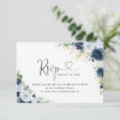 Code QR de réponse de mariage floral Navy Bleu (Debout devant)