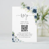 Code QR de réponse de mariage floral Navy bleu  (Debout devant)