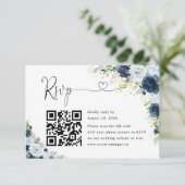 Code QR de réponse de mariage floral Navy bleu (Debout devant)
