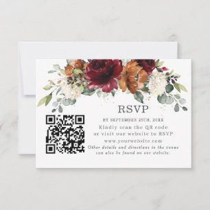 Code QR de réponse de mariage floral orange bordea