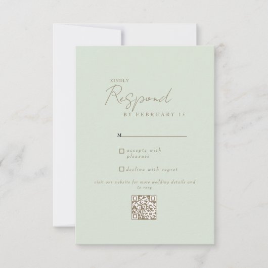 Code QR de réponse de mariage moderne sauge clair (Devant)