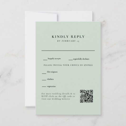 Code QR de réponse de mariage Simple Light Sage (Devant)