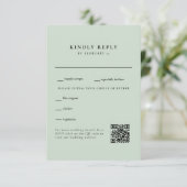 Code QR de réponse de mariage Simple Light Sage (Debout devant)