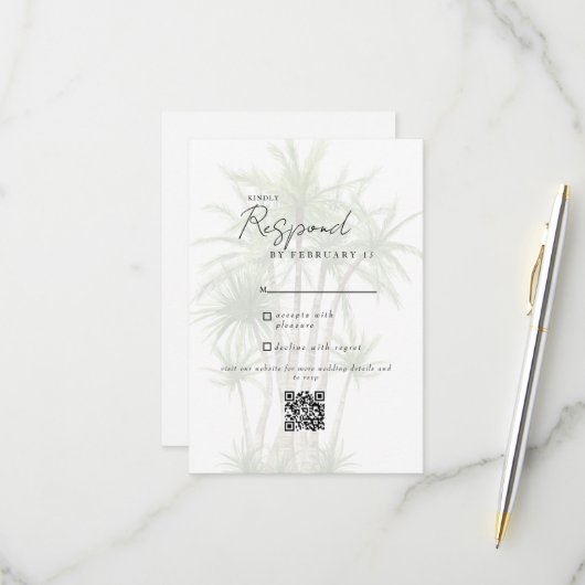 Code QR de réponse de mariage tropical moderne bla (Devant/Arrière en situation)