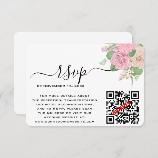 Code QR de réponse personnalisé pour mariage bohèm (Devant / Derrière)