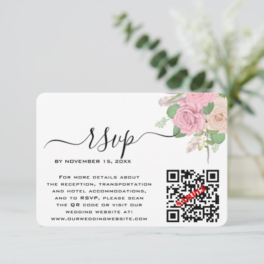 Code QR de réponse personnalisé pour mariage bohèm (Debout devant)