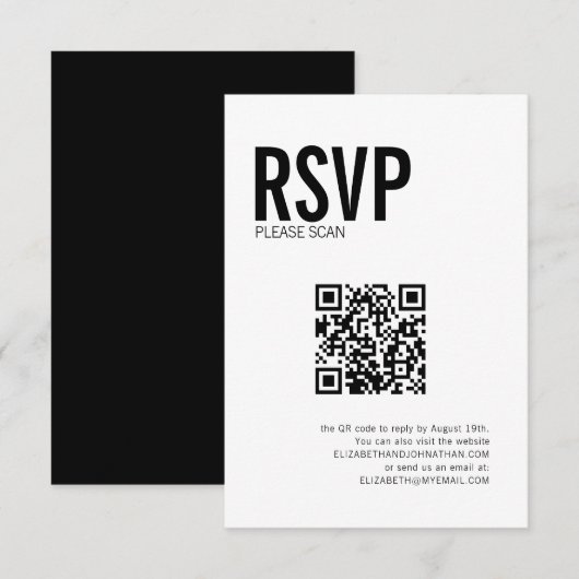 Code QR de réponse RSVP pour un site web de mariag (Devant / Derrière)