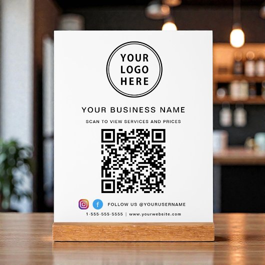 Code QR d'entreprise et logo blanc