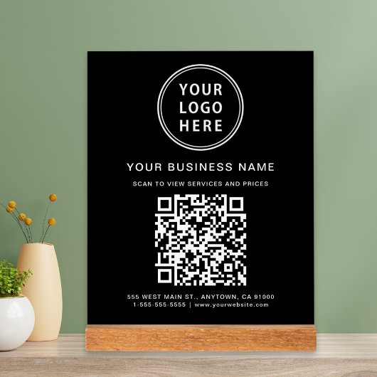 Code QR d'entreprise et logo noir