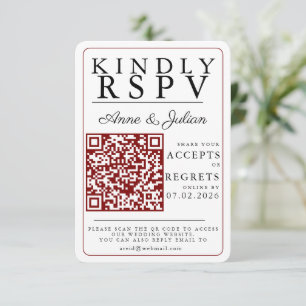 Code QR d'insertion RSVP de photo moderne rouge