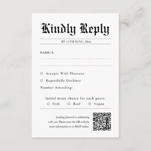 Code QR du journal Mariage unique RSVP (Devant)
