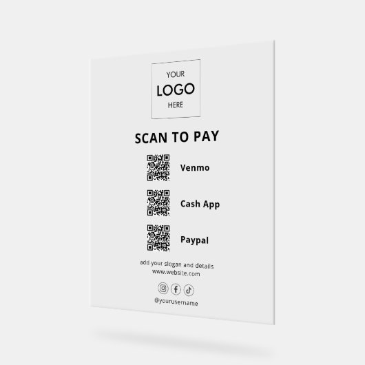 Code QR du logo commercial de paiement sans contac (Angle)