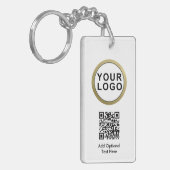Code QR du logo d'entreprise sur porte-clés | Noir (Devant gauche)