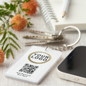 Code QR du logo d'entreprise sur porte-clés | Noir (Devant droit)
